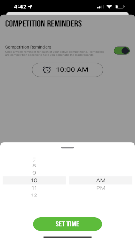 Workout Competition Reminders