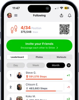 Strive following leaderboard on iPhone