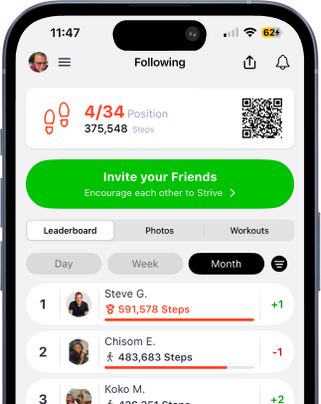 Strive following leaderboard on iPhone