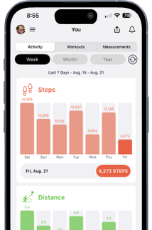 Strive step counter weekly chart on iPhone