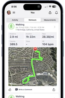 Strive workout route map on iPhone