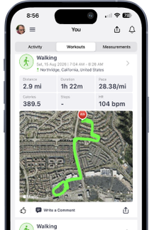 Strive workout route map on iPhone