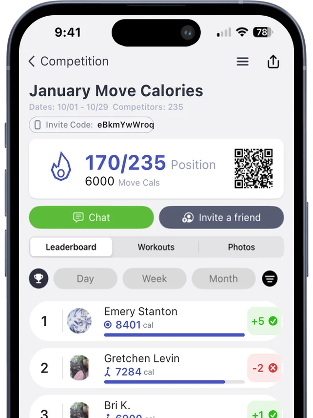 Active calorie challenge progress in Strive