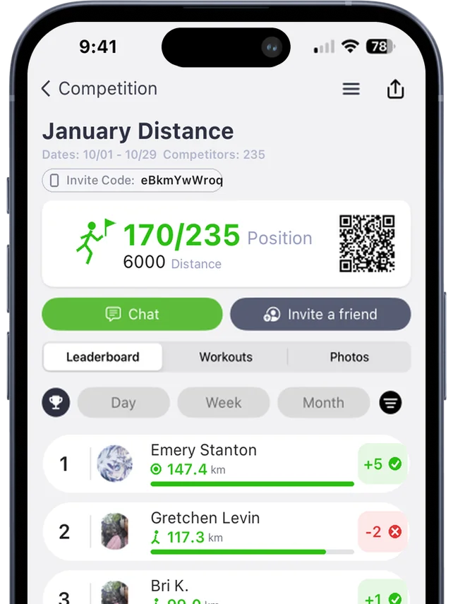 Distance challenge goals and progress in Strive