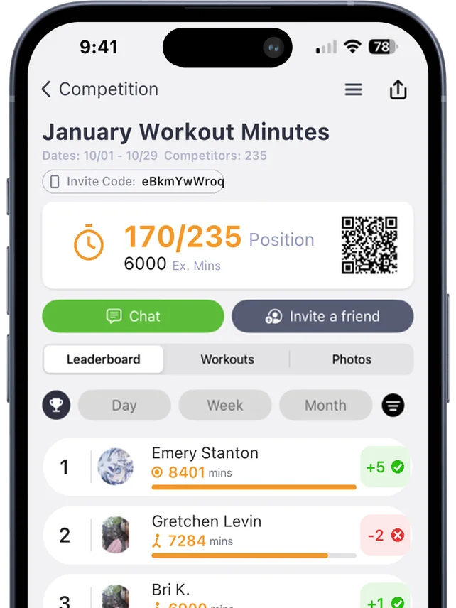 Exercise minute challenge progress in Strive