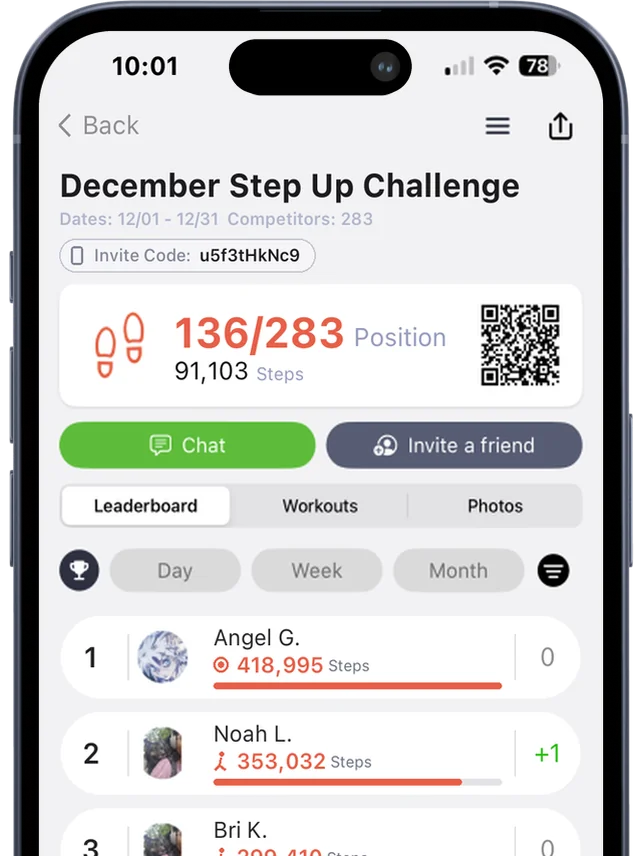 Step challenge goals and progress in Strive