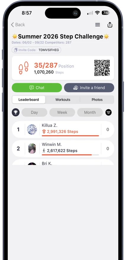 Strive step challenge leaderboard on iPhone