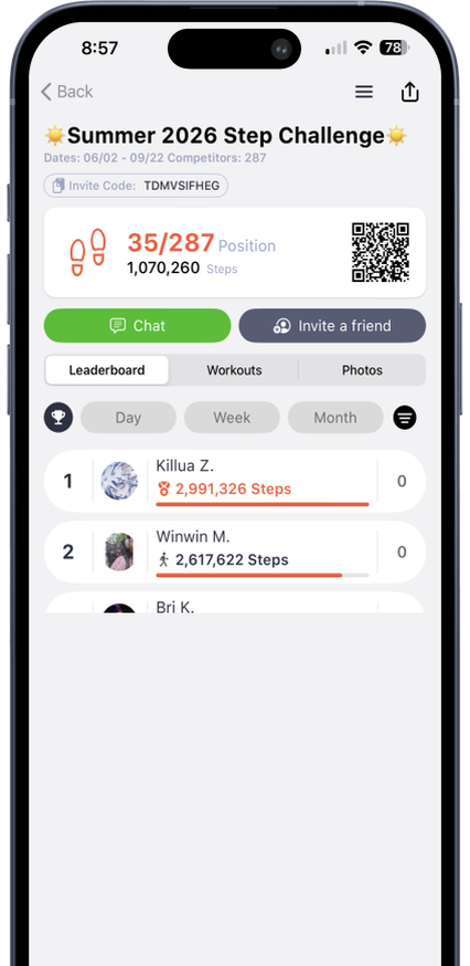 Strive step challenge leaderboard on iPhone