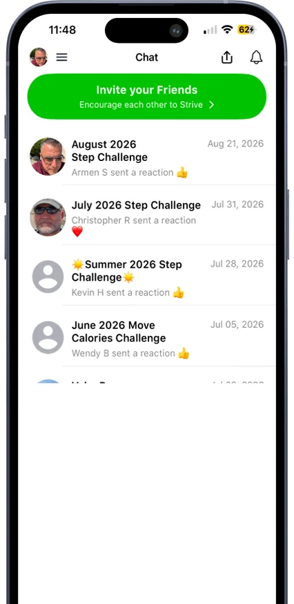 Strive challenge chat list on iPhone