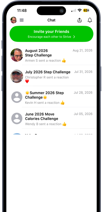 Strive challenge chat list on iPhone