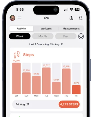 Strive daily step totals and weekly progress
